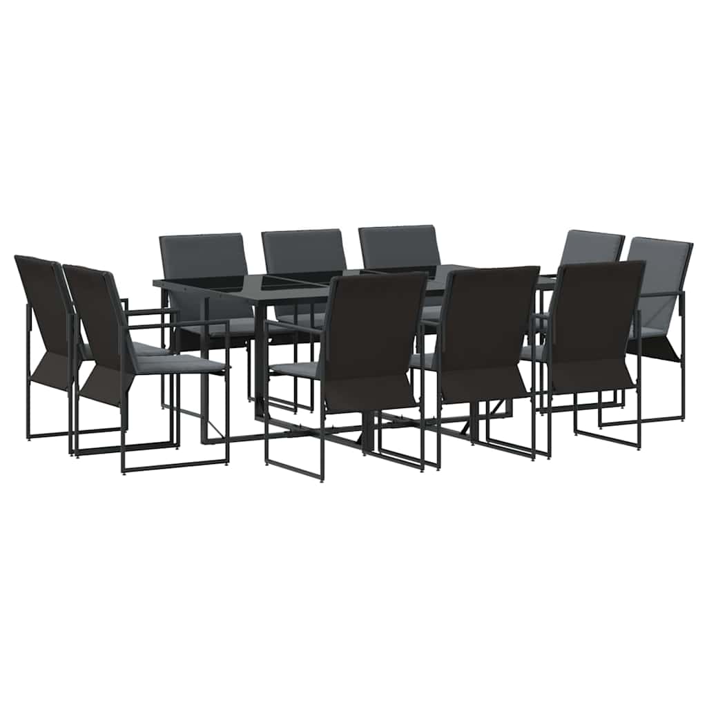 Tuin Eetset 11 Pcs Zwart Staal