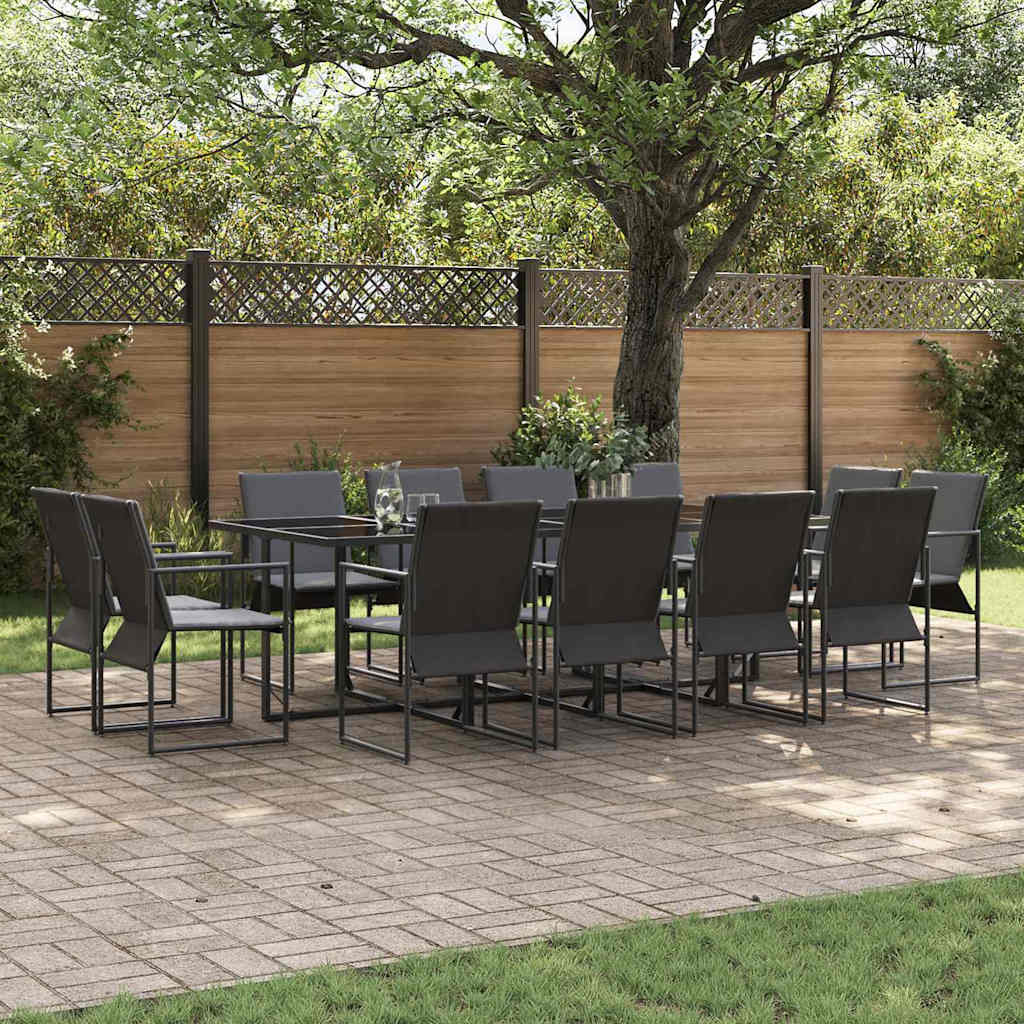 Tuin Eetset 11 Pcs Zwart Staal