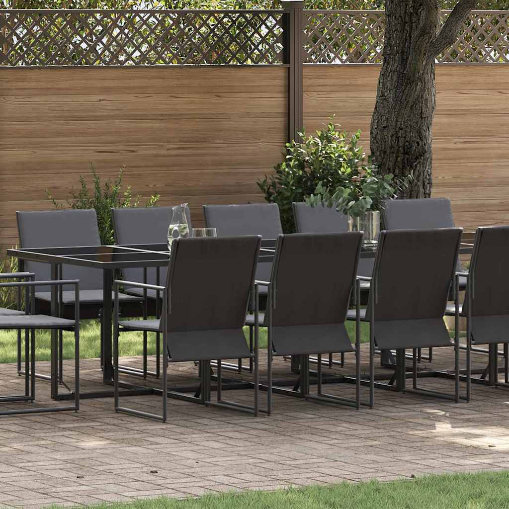 Tuin Eetset 11 Pcs Zwart Staal
