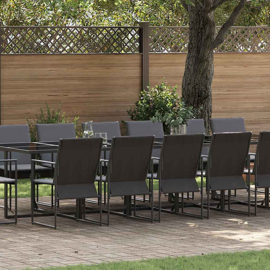 Tuin Eetset 11 Pcs Zwart Staal