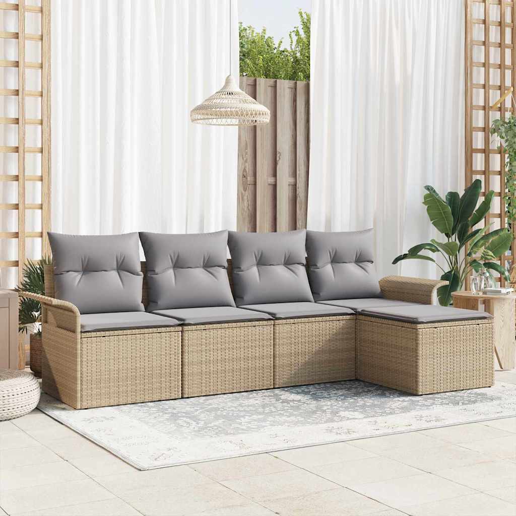Tuin Sofa Set Met Kussen 5 Pcs Poly Riet