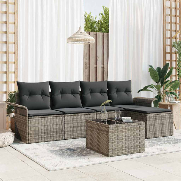 Tuin Sofa Set Met Kussen 5 Pcs Poly Riet