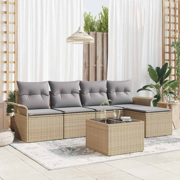 Tuin Sofa Set Met Kussen 5 Pcs Poly Riet