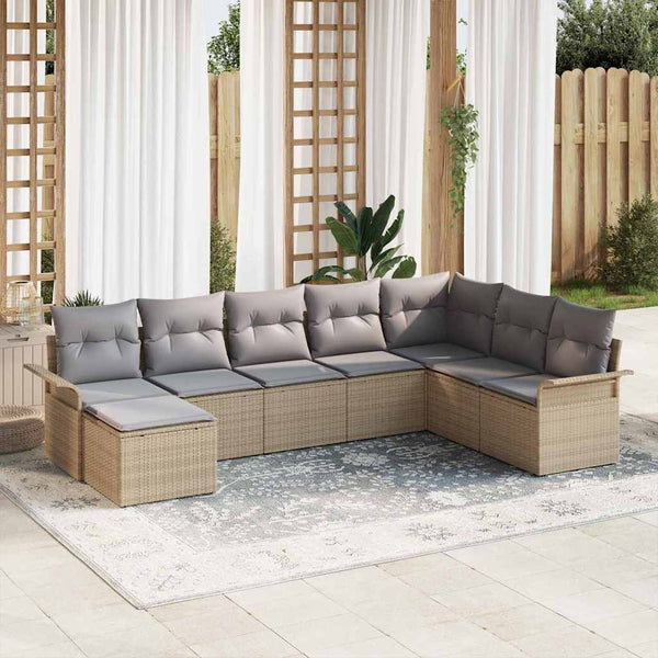 Tuin Sofa Set Met Kussen 8 Pcs Poly Riet
