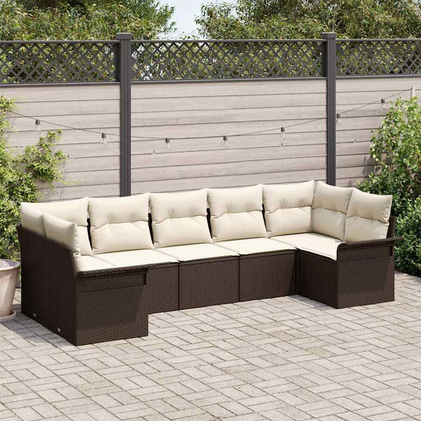 Tuin Sofa Set Met Kussen 7 Pcs Poly Riet