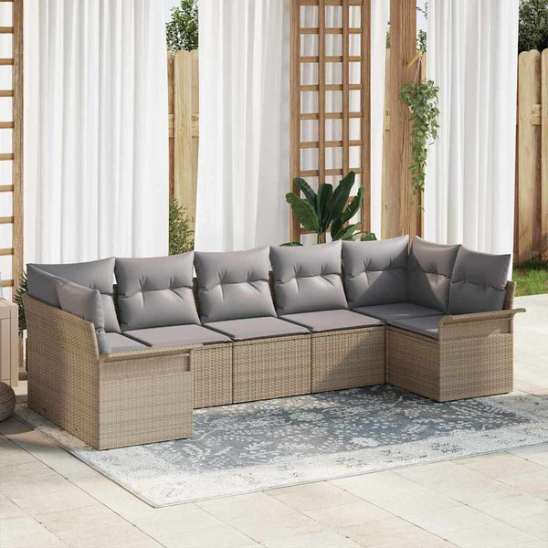 Tuin Sofa Set Met Kussen 7 Pcs Poly Riet