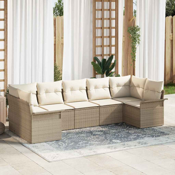 Tuin Sofa Set Met Kussen 7 Pcs Poly Riet