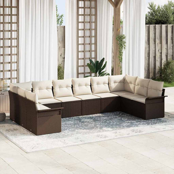 Tuin Sofa Set Met Kussen 10 Pcs Poly Riet