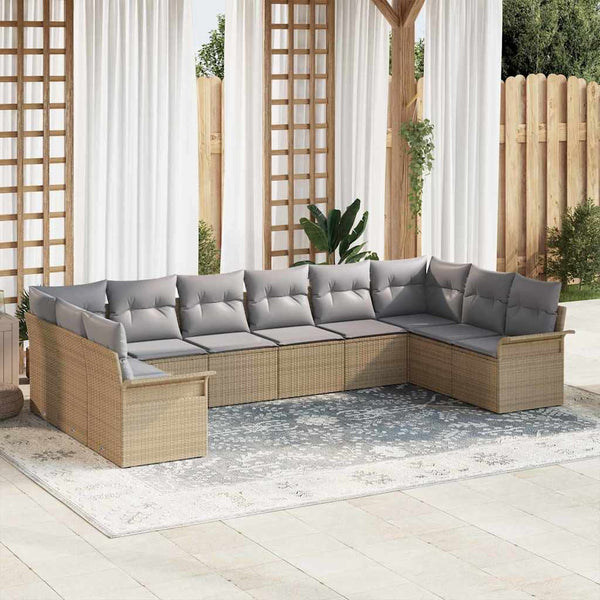 Tuin Sofa Set Met Kussen 10 Pcs Poly Riet