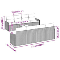 Tuin Sofa Set Met Kussen 9 Pcs 55 X 55 X 37 Cm Poly Riet