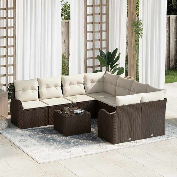 Tuin Sofa Set Met Kussen 9 Pcs 55 X 55 X 37 Cm Poly Riet