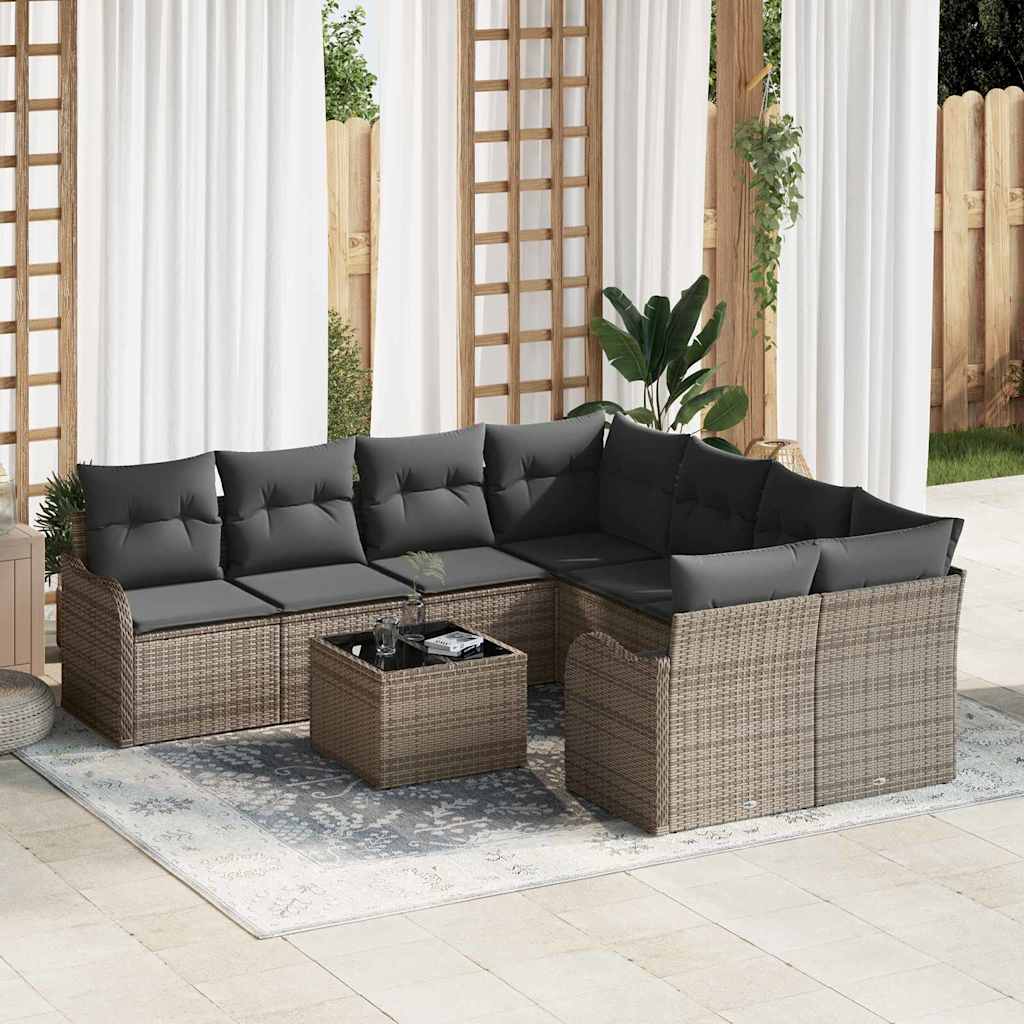 Tuin Sofa Set Met Kussen 9 Pcs 55 X 55 X 37 Cm Poly Riet