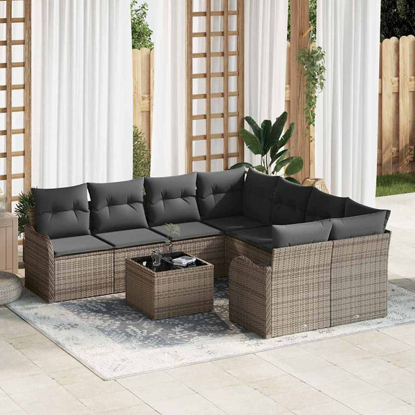 Tuin Sofa Set Met Kussen 9 Pcs 55 X 55 X 37 Cm Poly Riet