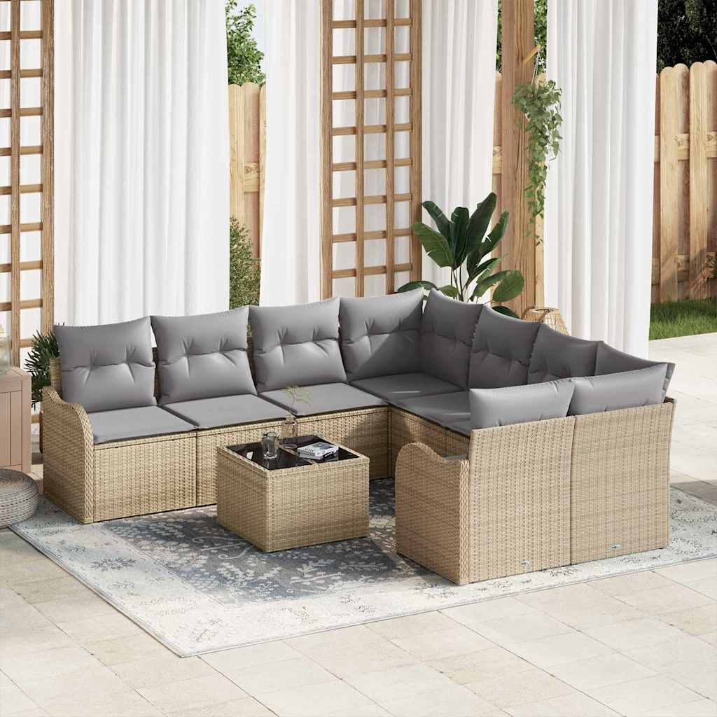 Tuin Sofa Set Met Kussen 9 Pcs 55 X 55 X 37 Cm Poly Riet