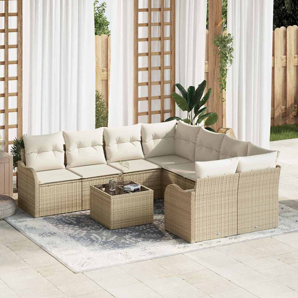 Tuin Sofa Set Met Kussen 9 Pcs 55 X 55 X 37 Cm Poly Riet