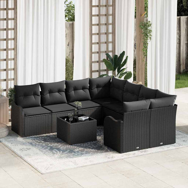 Tuin Sofa Set Met Kussen 9 Pcs 55 X 55 X 37 Cm Poly Riet