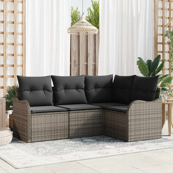 Tuin Sofa Set Met Kussen 4 Pcs Poly Riet