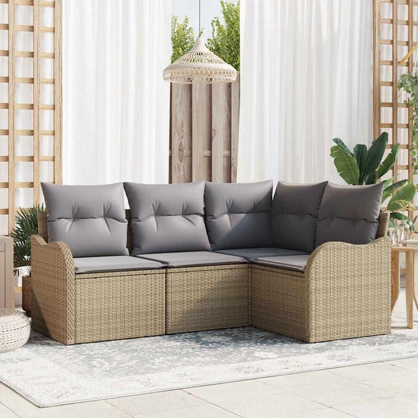 Tuin Sofa Set Met Kussen 4 Pcs Poly Riet
