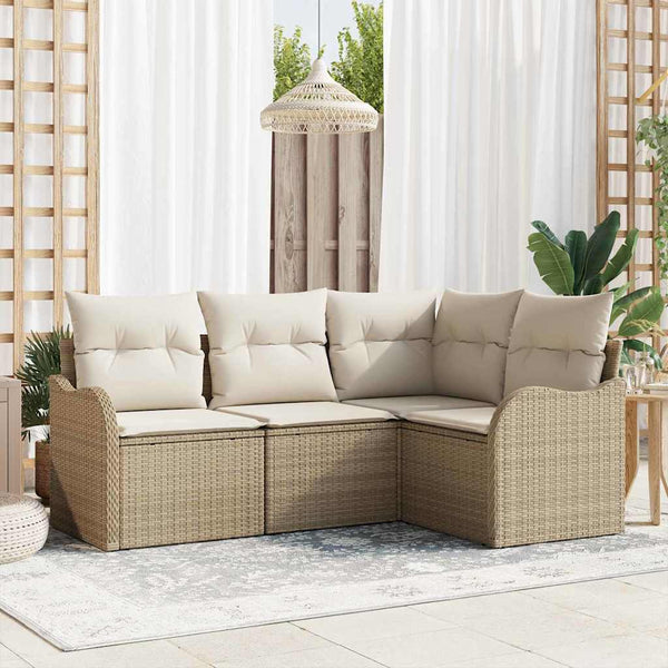 Tuin Sofa Set Met Kussen 4 Pcs Poly Riet