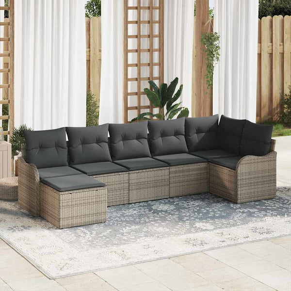 Tuin Sofa Set Met Kussen 7 Pcs Poly Riet