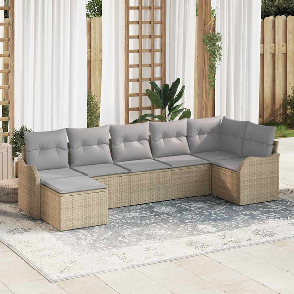Tuin Sofa Set Met Kussen 7 Pcs Poly Riet