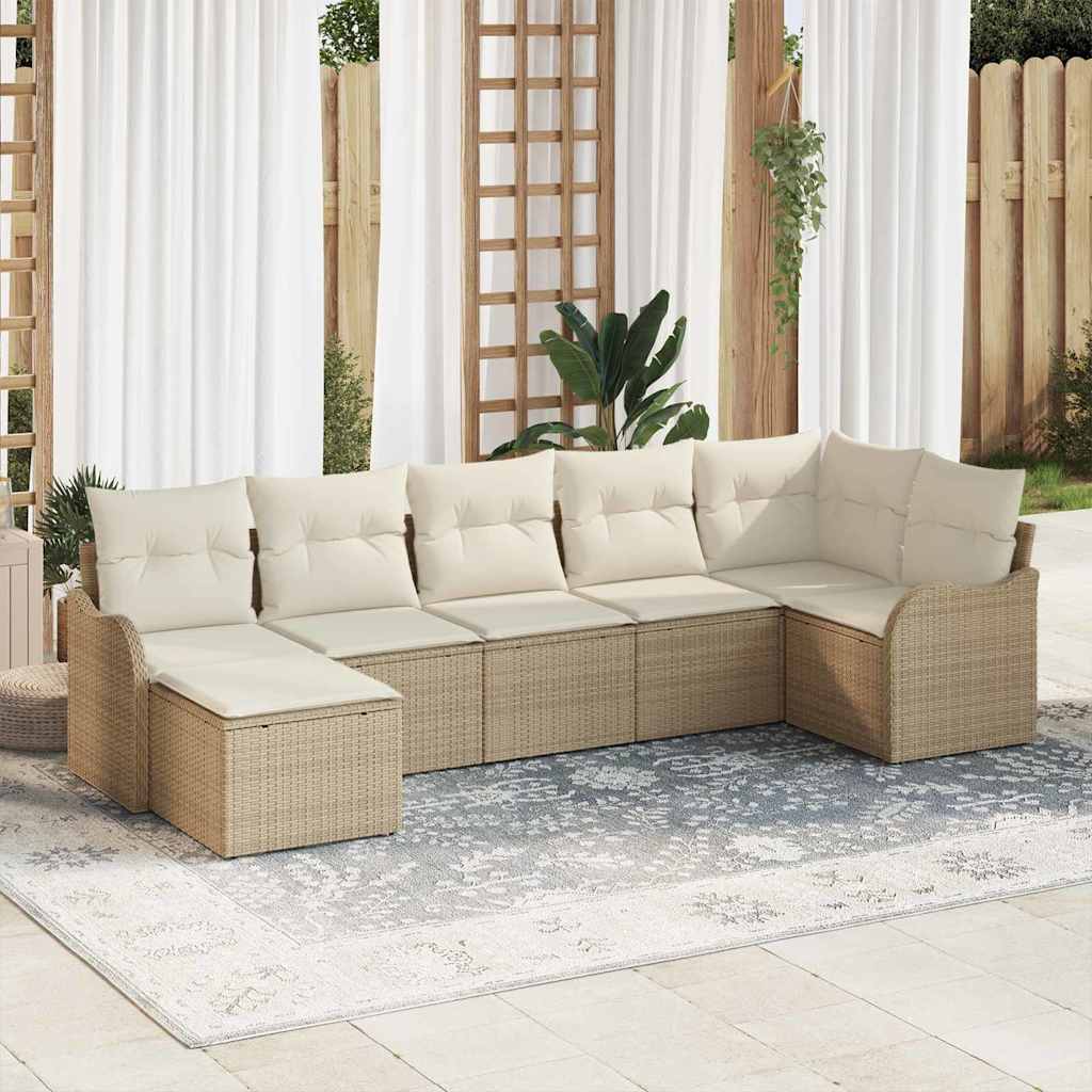Tuin Sofa Set Met Kussen 7 Pcs Poly Riet