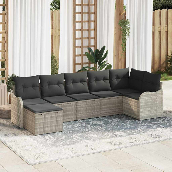 Tuin Sofa Set Met Kussen 7 Pcs Poly Riet