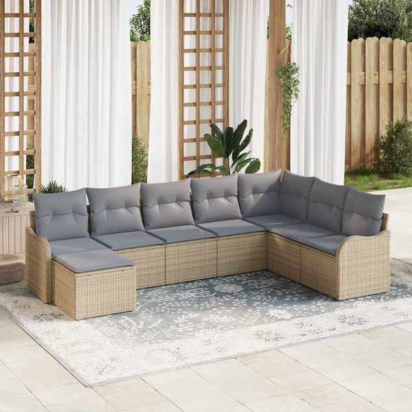 Tuin Sofa Set Met Kussen 8 Pcs Poly Riet