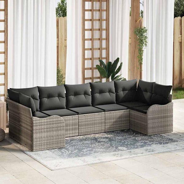 Tuin Sofa Set Met Kussen 7 Pcs Poly Riet
