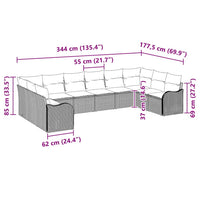 Tuin Sofa Set Met Kussen 10 Pcs Poly Riet