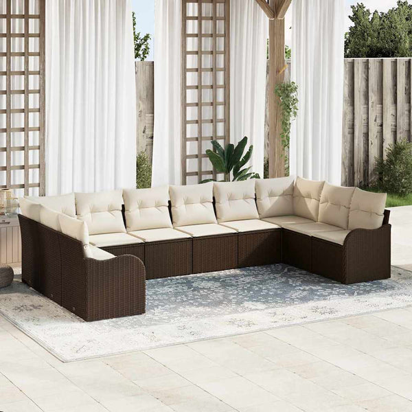 Tuin Sofa Set Met Kussen 10 Pcs Poly Riet