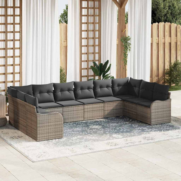 Tuin Sofa Set Met Kussen 10 Pcs Poly Riet