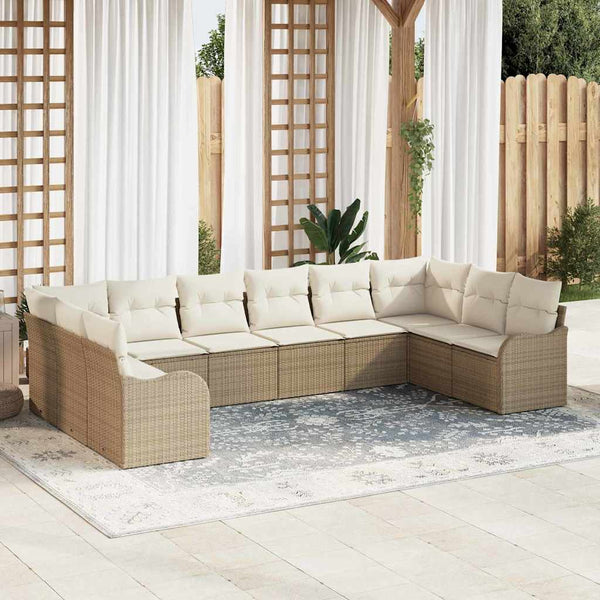 Tuin Sofa Set Met Kussen 10 Pcs Poly Riet