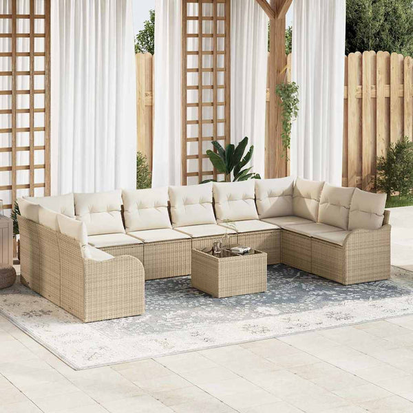 Tuin Sofa Set Met Kussen 10 Pcs Poly Riet