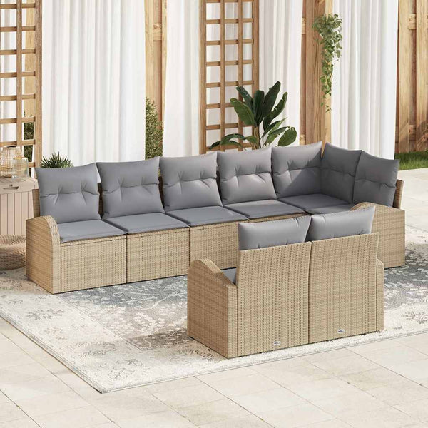 Tuin Sofa Set Met Kussen 9 Pcs 289 X 124 X 85 Cm Poly Riet