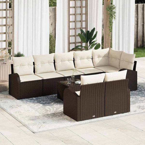 Tuin Sofa Set Met Kussen 9 Pcs 289 X 124 X 85 Cm Poly Riet
