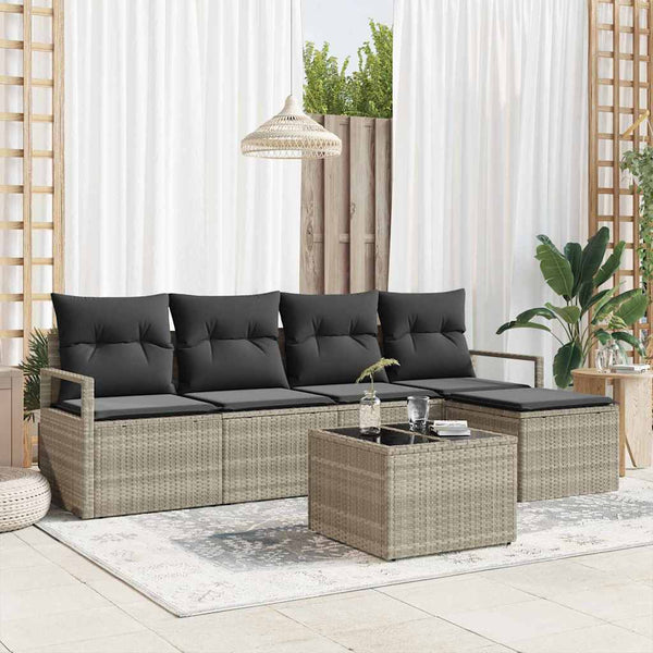 Tuin Sofa Set 5 Pcs Poly Riet