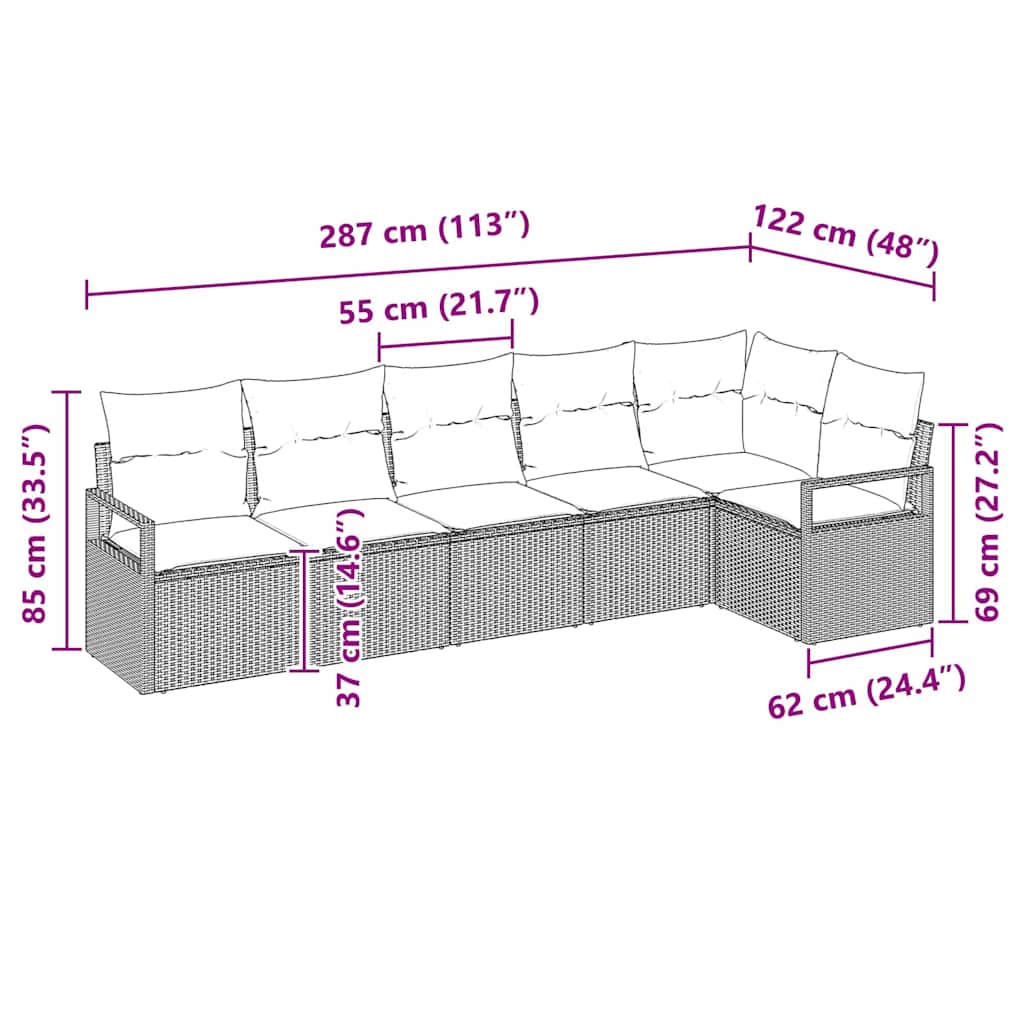 Tuin Sofa Set 6 Pcs Poly Riet