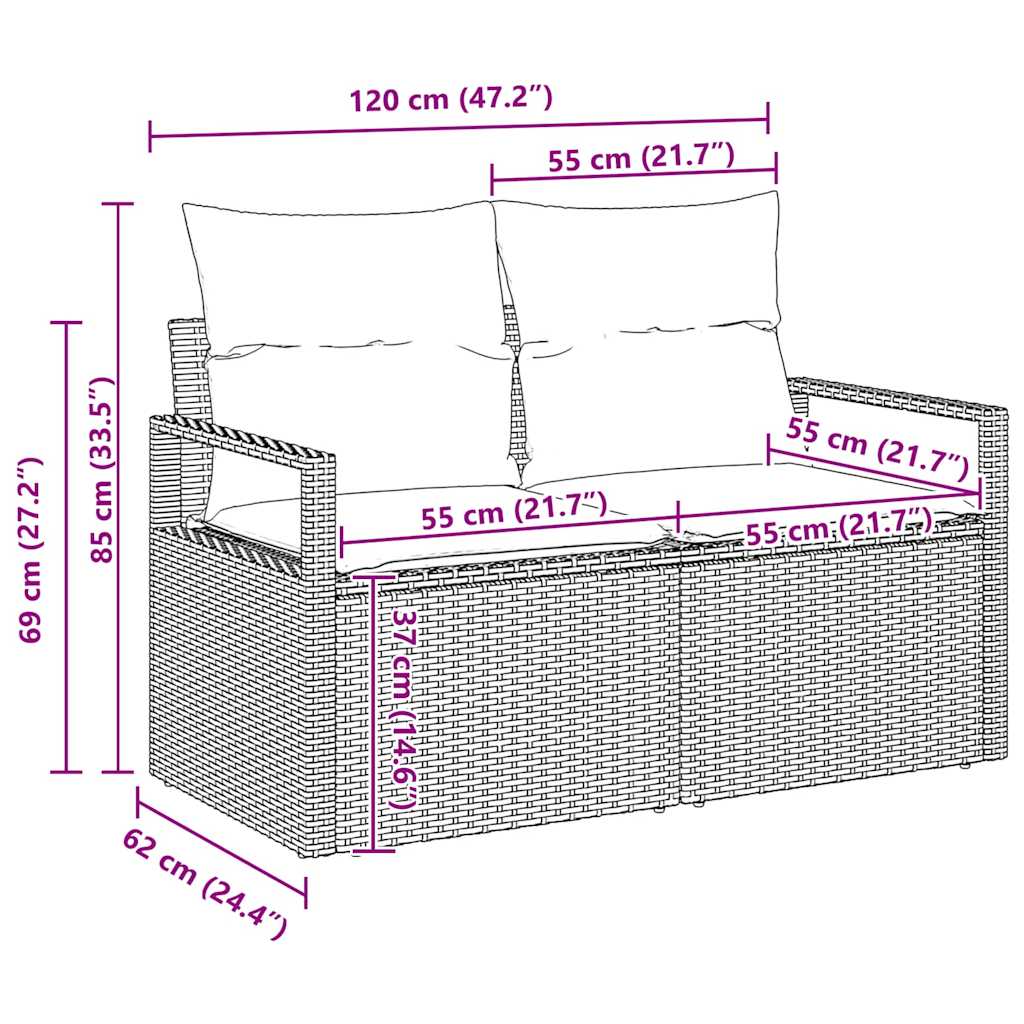 Tuin Sofa Set 6 Pcs Poly Riet