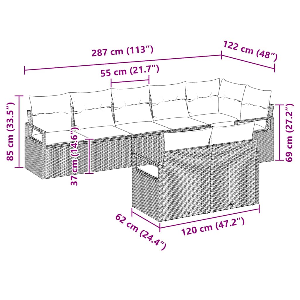 Tuin Sofa Set 8 Pcs Poly Riet