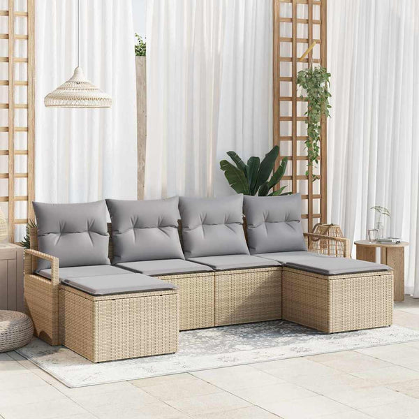 Tuin Sofa Set 6 Pcs Poly Riet