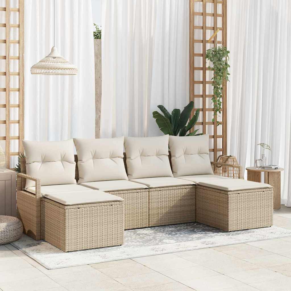 Tuin Sofa Set 6 Pcs Poly Riet