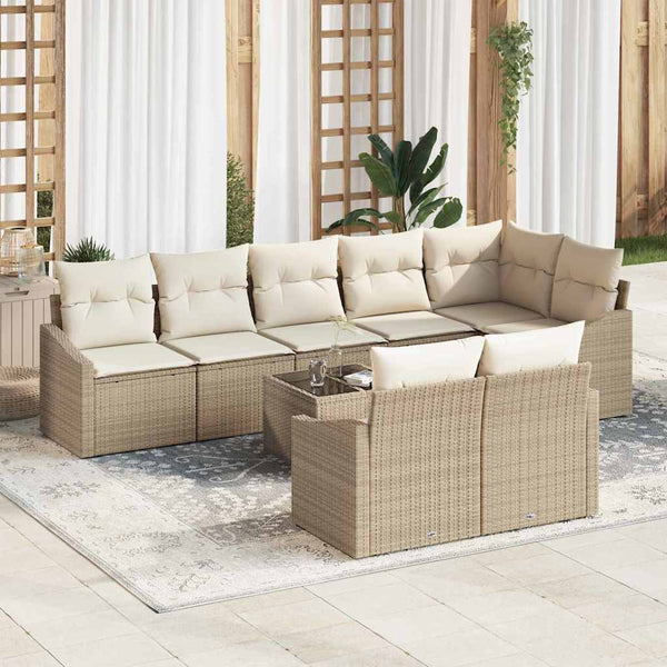 Tuin Sofa Set 9 Pcs Poly Riet