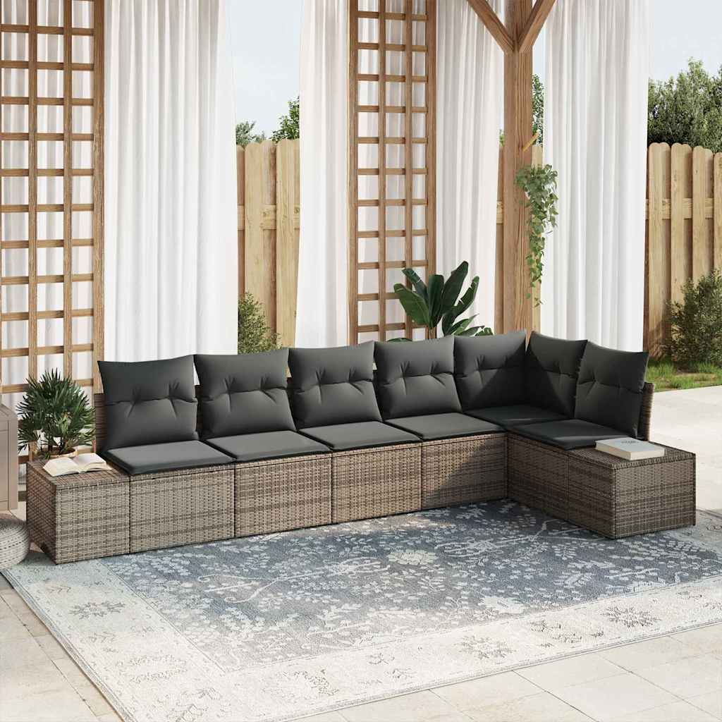Tuin Sofa Set Met Kussen 6 Pcs Lichtgrijs Poly Riet