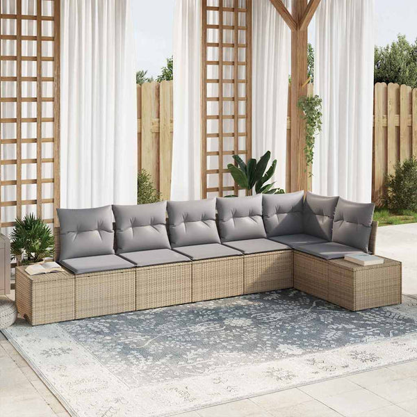 Tuin Sofa Set Met Kussen 6 Pcs Lichtgrijs Poly Riet