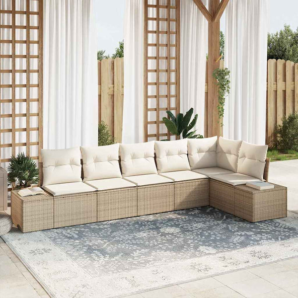 Tuin Sofa Set Met Kussen 6 Pcs Lichtgrijs Poly Riet