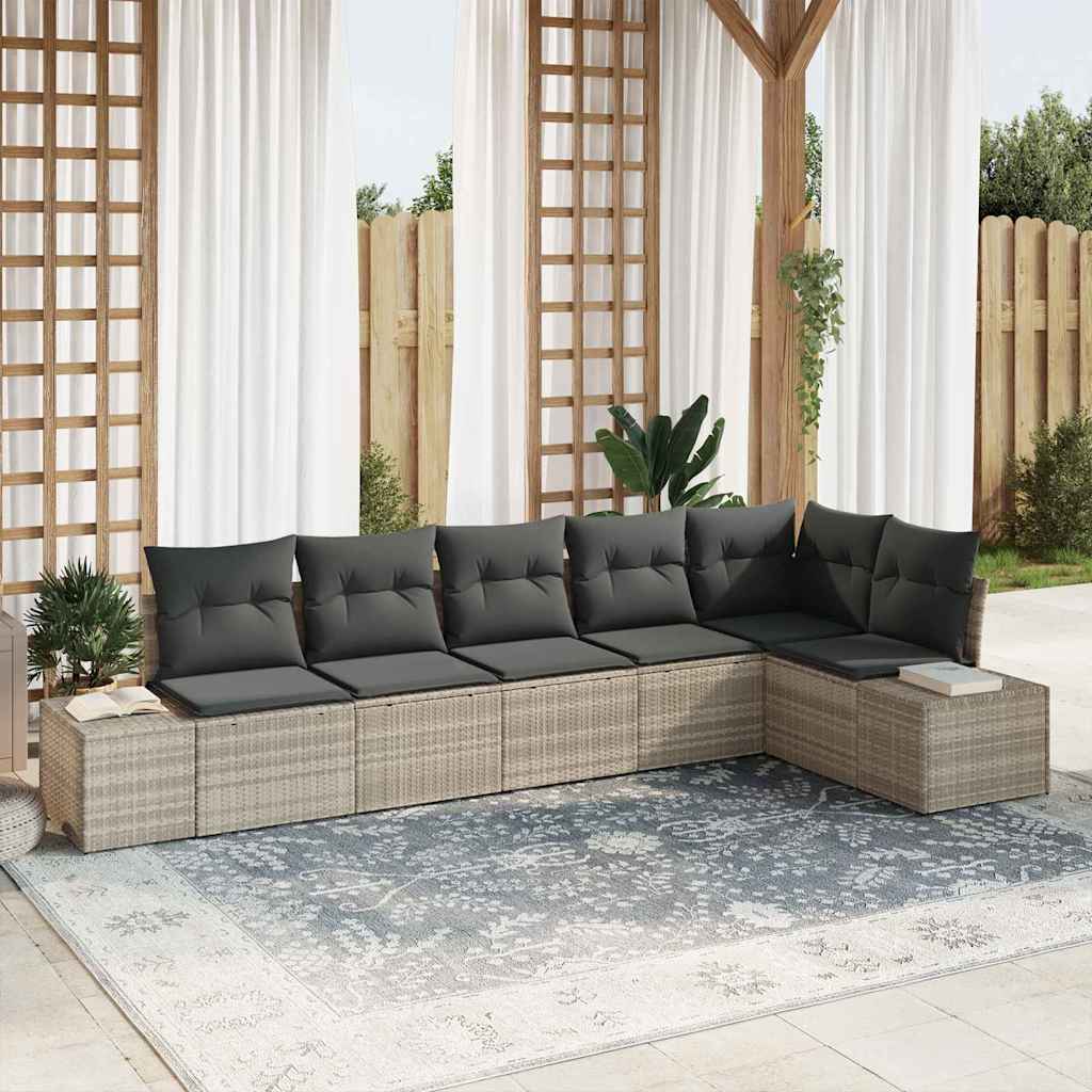Tuin Sofa Set Met Kussen 6 Pcs Lichtgrijs Poly Riet