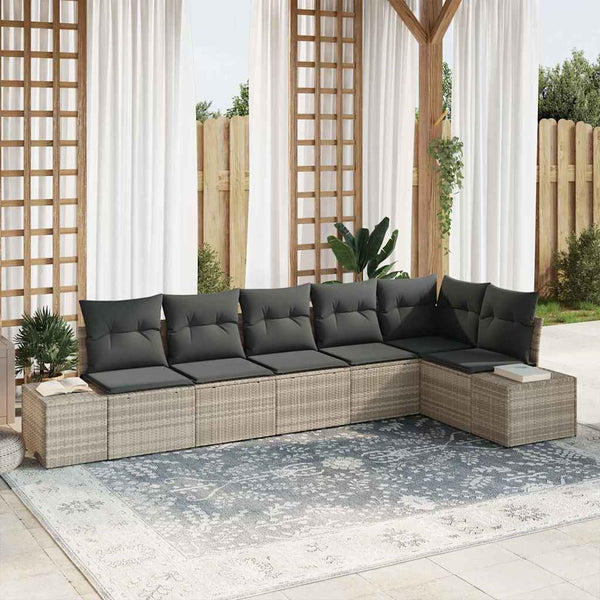 Tuin Sofa Set Met Kussen 6 Pcs Lichtgrijs Poly Riet