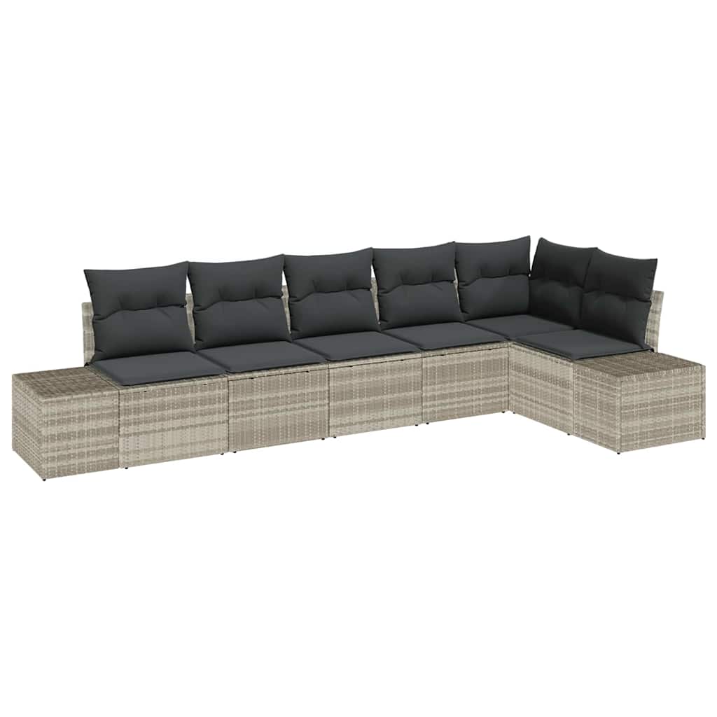 Tuin Sofa Set Met Kussen 6 Pcs Lichtgrijs Poly Riet