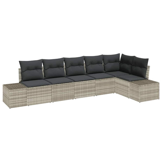 Tuin Sofa Set Met Kussen 6 Pcs Lichtgrijs Poly Riet